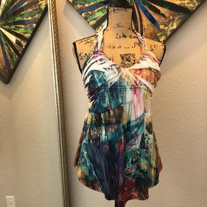 Multi Colored Water Color Halter Top
